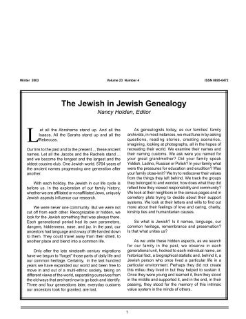 The Jewish in Jewish Genealogy - The Jewish Genealogical Society ...