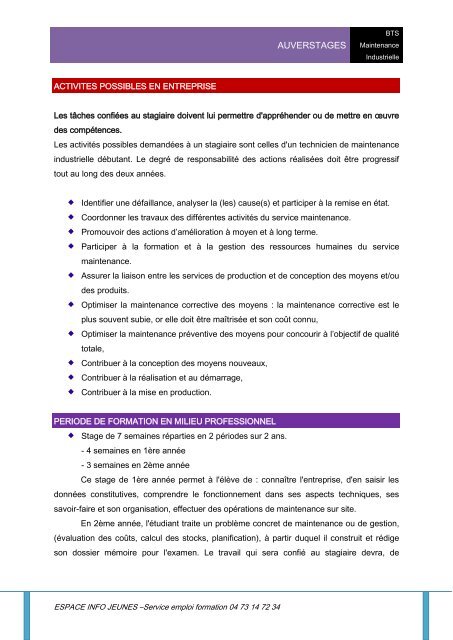BTS Maintenance Industrielle - Espace Info Jeunes