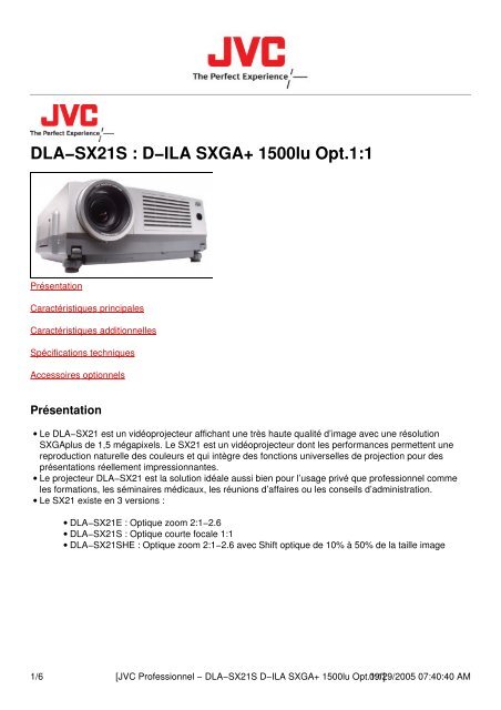 [JVC Professionnel - DLA-SX21S D-ILA SXGA+ 1500lu Opt.1:1]