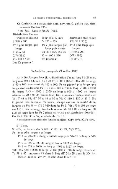 Revision du genre Oochoristica Luhe (Cestodes)