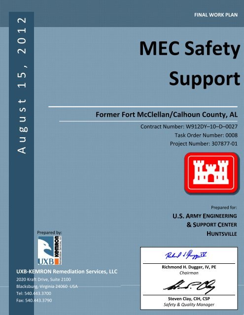 MEC Safety Support - Fort McClellan - U.S. Army