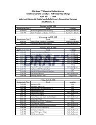 81st Iowa FFA Leadership Conference Tentative General Schedule ...