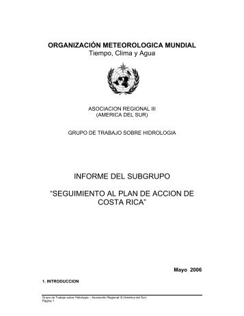 Informe Sub Grupo de Costa Rica - MOP DGA DivisiÃ³n de HidrologÃ­a