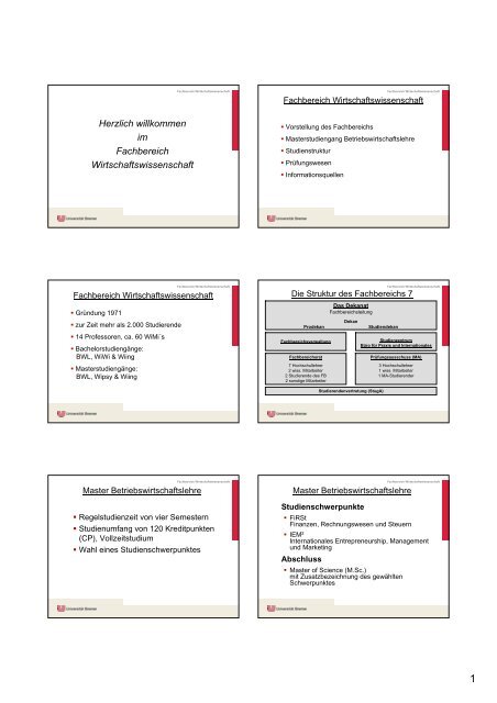 Präsentation des Fachbereichs