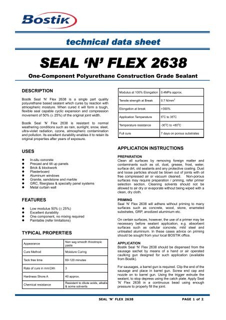 SEAL 'N' FLEX 2638 - Bostik Hong Kong Limited