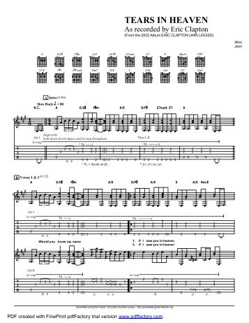 Complete Transcription To âTears In Heavenâ (PDF) - Guitar Alliance