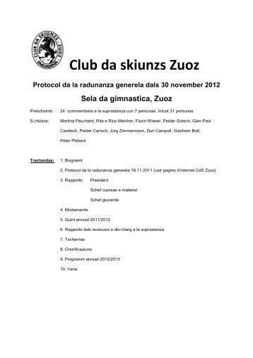 Protocoll generela 30 november 2012 - Club da skiunzs Zuoz