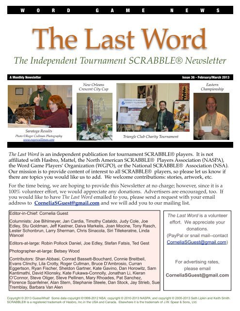 February/March 2013 - The Last Word Newsletter
