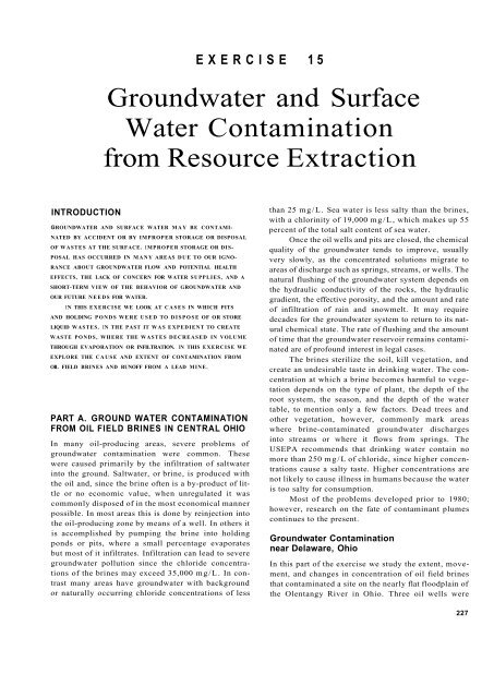 Groundwater and Surface Water Contamination from Resource ...