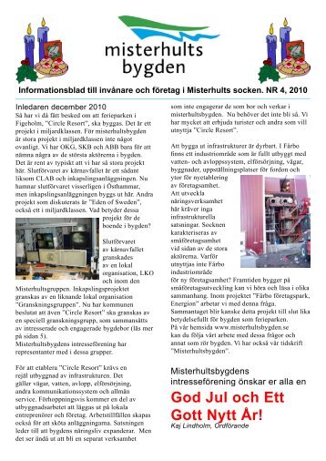 Informationsblad nr 4, 2010 - Misterhultsbygden