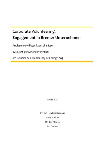 Corporate Volunteering: Engagement in Bremer ... - GGG Benevol