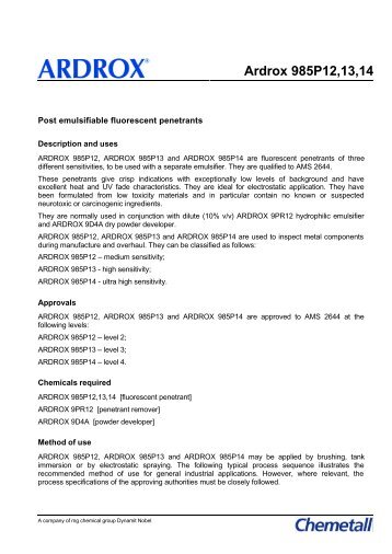 Ardrox 985P12,13,14 - Intech NDE