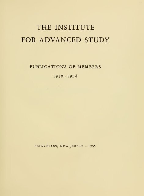Publications of members, 1930-1954. - Libraries - Institute for ...