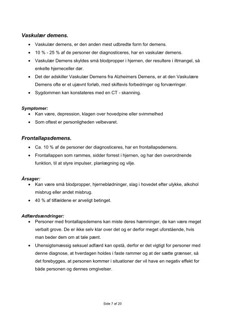 Informationsfolder om demens - TÃ¥rnby Kommune