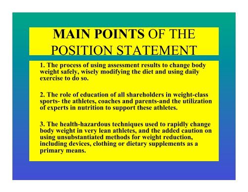 Safe Weight Loss and Maintenance Practices in Sport and Exercise