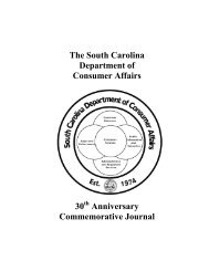 Table of Contents - South Carolina Department of Consumer Affairs ...