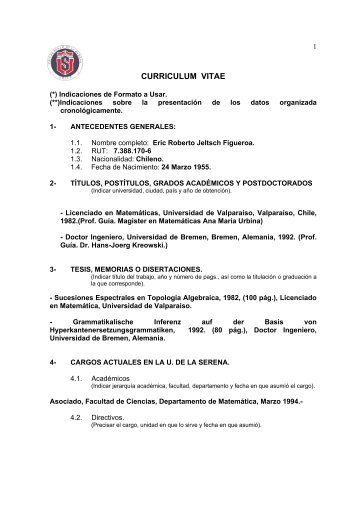 CURRICULUM VITAE - Universidad de La Serena