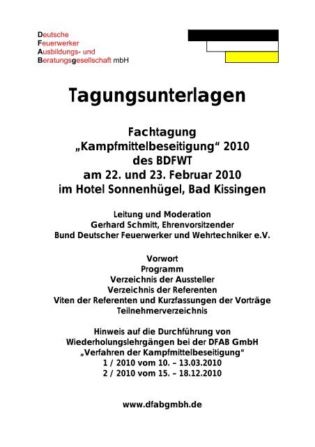 Tagungsunterlagen Fachtagung â€žKampfmittelbeseitigungâ€œ 2010 des ...