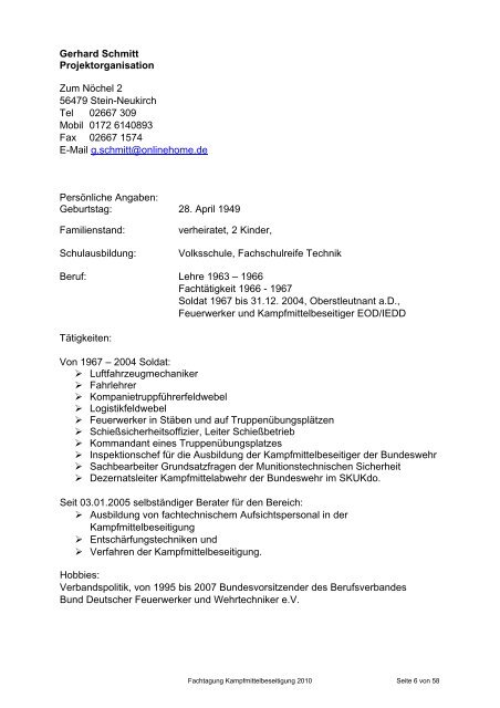 Tagungsunterlagen Fachtagung â€žKampfmittelbeseitigungâ€œ 2010 des ...