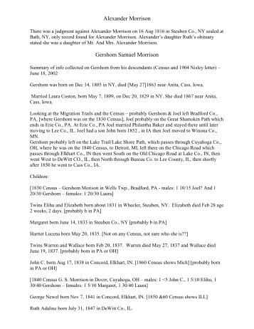 The Alexander Morrison Family - Bill & Pat Hayes Genealogy Site