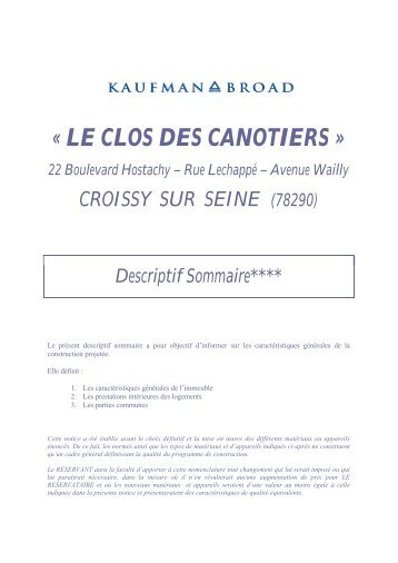 Â« LE CLOS DES CANOTIERS Â» - Kaufman & Broad