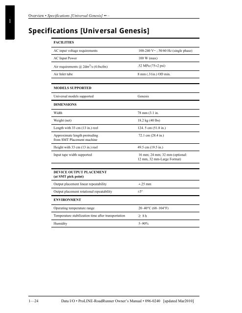 RoadRunner Owner's Manual - Data I/O Corporation