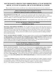 south dakota protection order from acts of domestic abuse, acts of ...