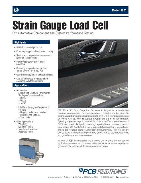 Strain Gauge Load Cell - PCB Piezotronics