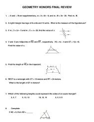 GEOMETRY HONORS FINAL REVIEW