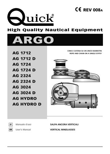 Rev. 008 A Argo 1700/2300/3000W - QuickÂ® SpA