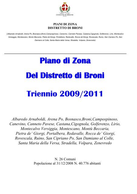 Piano di Zona Del Distretto di Broni Triennio 2009/2011 - Fnp – Cisl ...