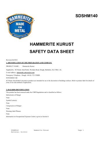 SDSHM140 Hammerite Kurust - Part Info