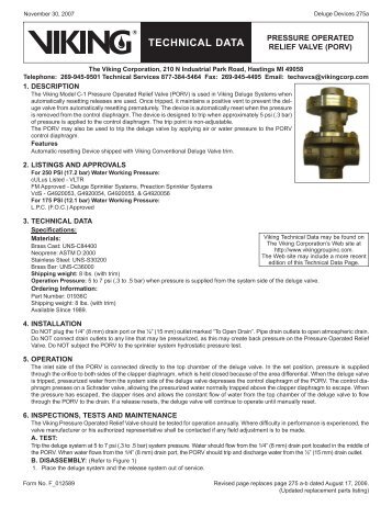 Pressure Operated Relief Valve (Viking Model C-1) - Firequip