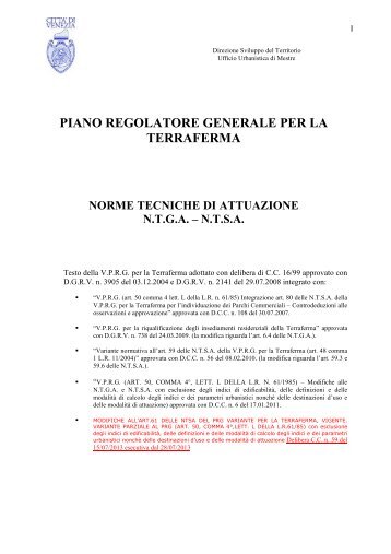 piano regolatore generale per la terraferma - Comune di Venezia