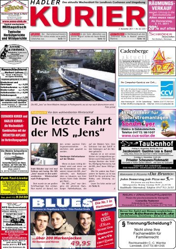 Die letzte Fahrt der MS â€žJensâ€œ - CNV-Kuriere