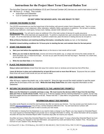 Large Project Radon Tests - Instructions and Data ... - AccuStar Labs