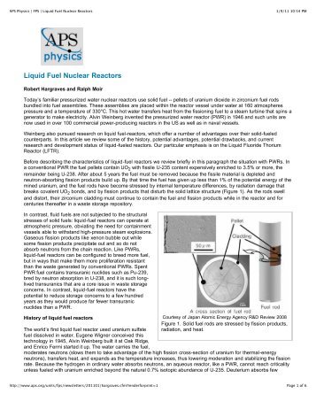 APS Physics | FPS | Liquid Fuel Nuclear Reactors - Atomic Electricity