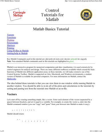 CTM: Matlab Basics Tutorial