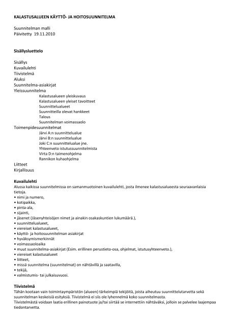 Käyttö-ja hoitosunnitelman malli