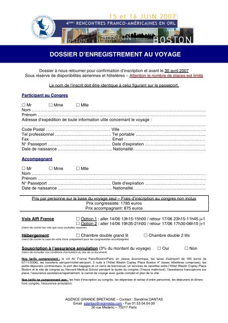 formulaire d'inscription au voyage - regimedia