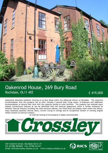 Oakenrod House, 269 Bury Road - Crossley Independent Rochdale ...