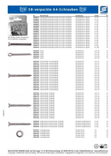 SB-verpackte A4-Schrauben - Seilflechter