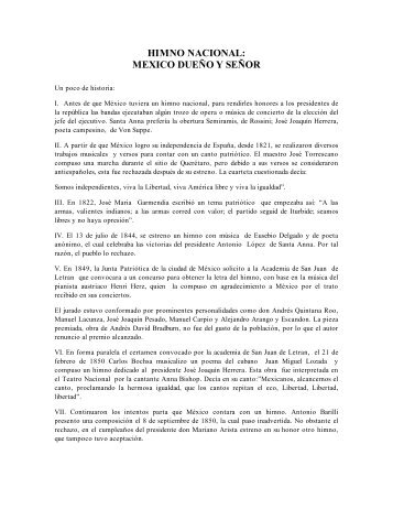 HIMNO NACIONAL: MEXICO DUEÃO Y SEÃOR - Reposital