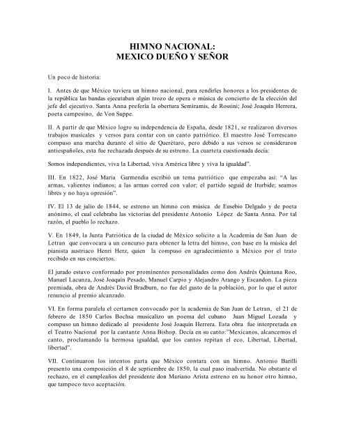 HIMNO NACIONAL: MEXICO DUEÃO Y SEÃOR - Reposital