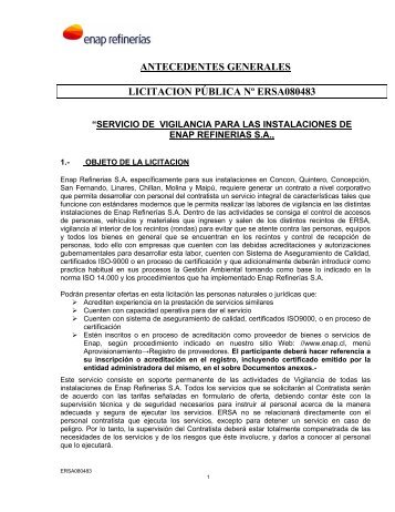 antecedentes generales licitacion pública nº ersa080483 - Enap