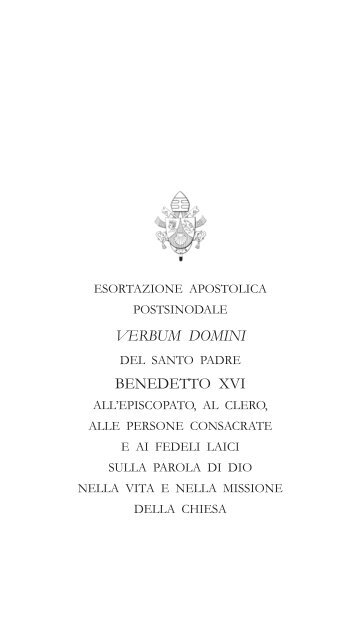 VERBUM DOMINI BENEDETTO XVI - La Santa Sede