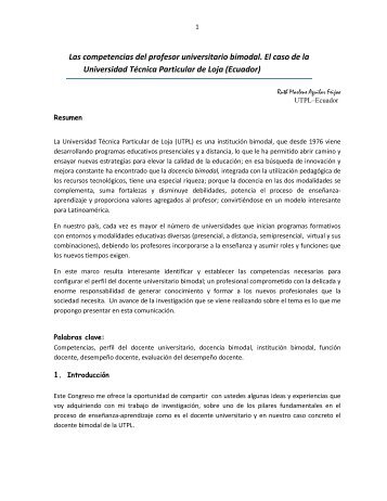 Las competencias del profesor universitario bimodal. El ... - Reposital