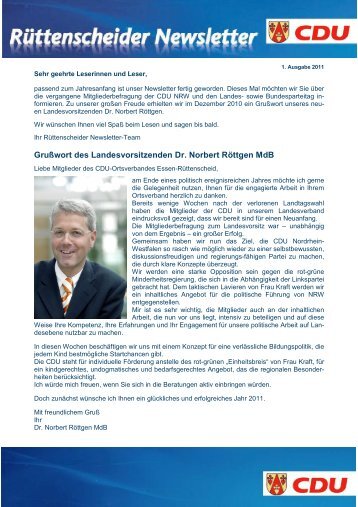 RÃ¼ttenscheider Newsletter - Ausgabe 01/2011 - CDU Ortsverband ...