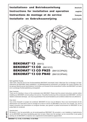 bekomatÂ® 13 co pn40 - BEKO TECHNOLOGIES GmbH