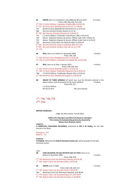 Cattle Results - Surrey County Agricultural Society